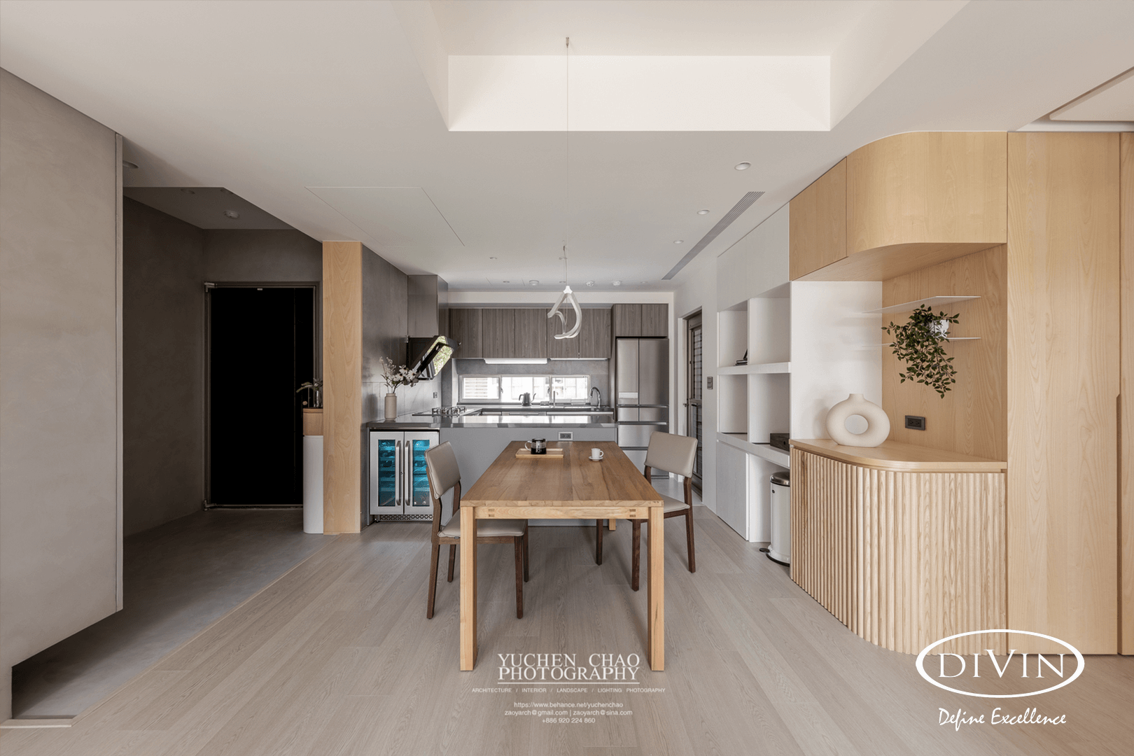 DV-525DS Stainless Double-Door Fridge placed in a rustic-designed home