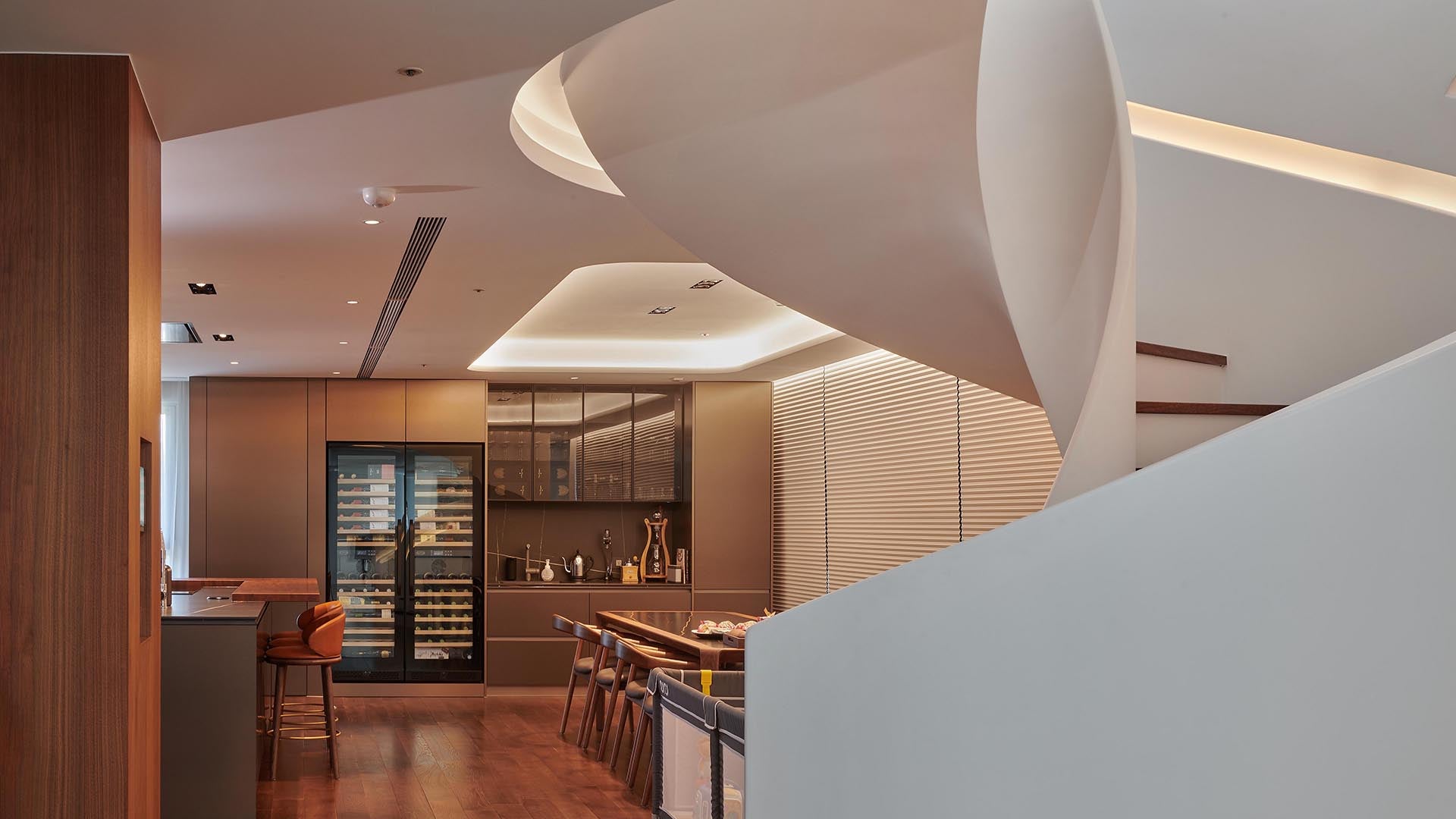 DV-636DK built_in_kitchen_cabinet_in_a_warm_tone_color_luxury_residential