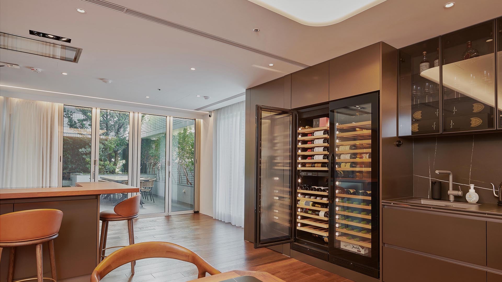 DV-636DK door_open_built_in_kitchen_cabinet_in_a_relaxing_private_home