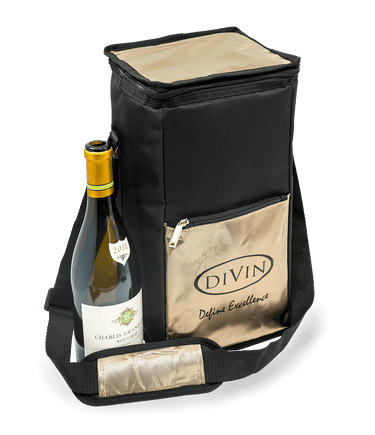 DIVIN 4-Bottle Wine Cooler Bag – Champagne Gold & Black