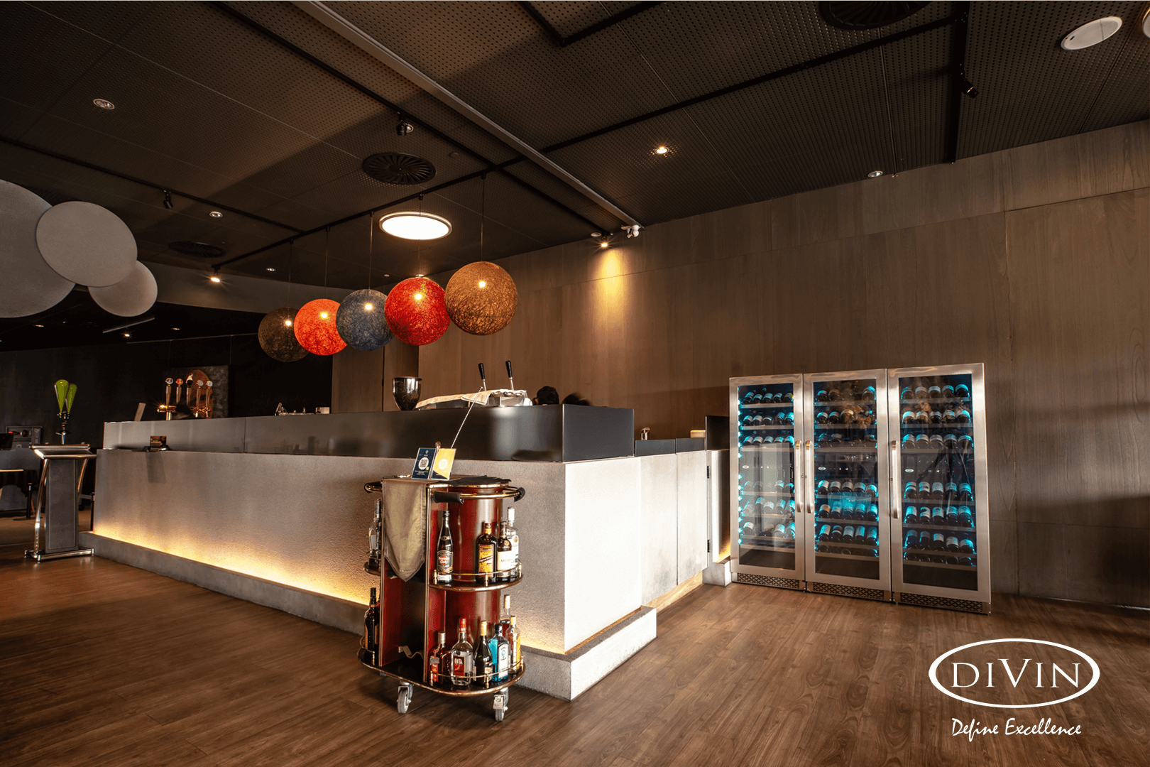 DV-568DSD Wine Fridge displayed in Stage 5 restaurant
